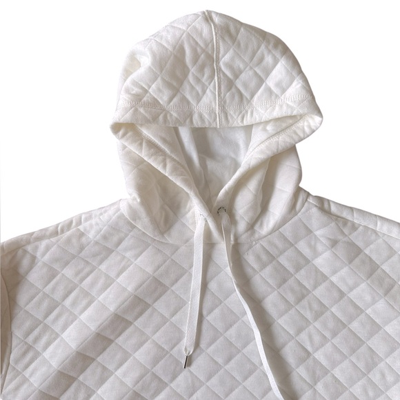 JONES NEW YORK SPORT ivory/off white quilted hoodie size Large - Picture 4 of 5